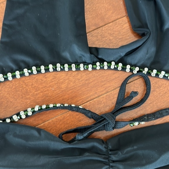 Oceanus black halter top and cheeky bikini bottom in black size large NEW. - Picture 5 of 11